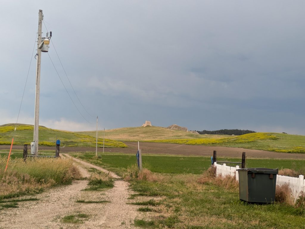 looking down the driveway of the ranch